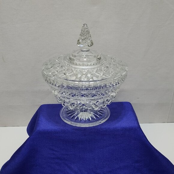 Anchor Hocking Wexford Candy Dish Crisscross Pattern Footed Centerpiece Vintage - Picture 2 of 7
